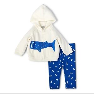 Baby Whale Print Hoodie & Bottom Set Christian Robinson X Target-Cream/Blue. NEW